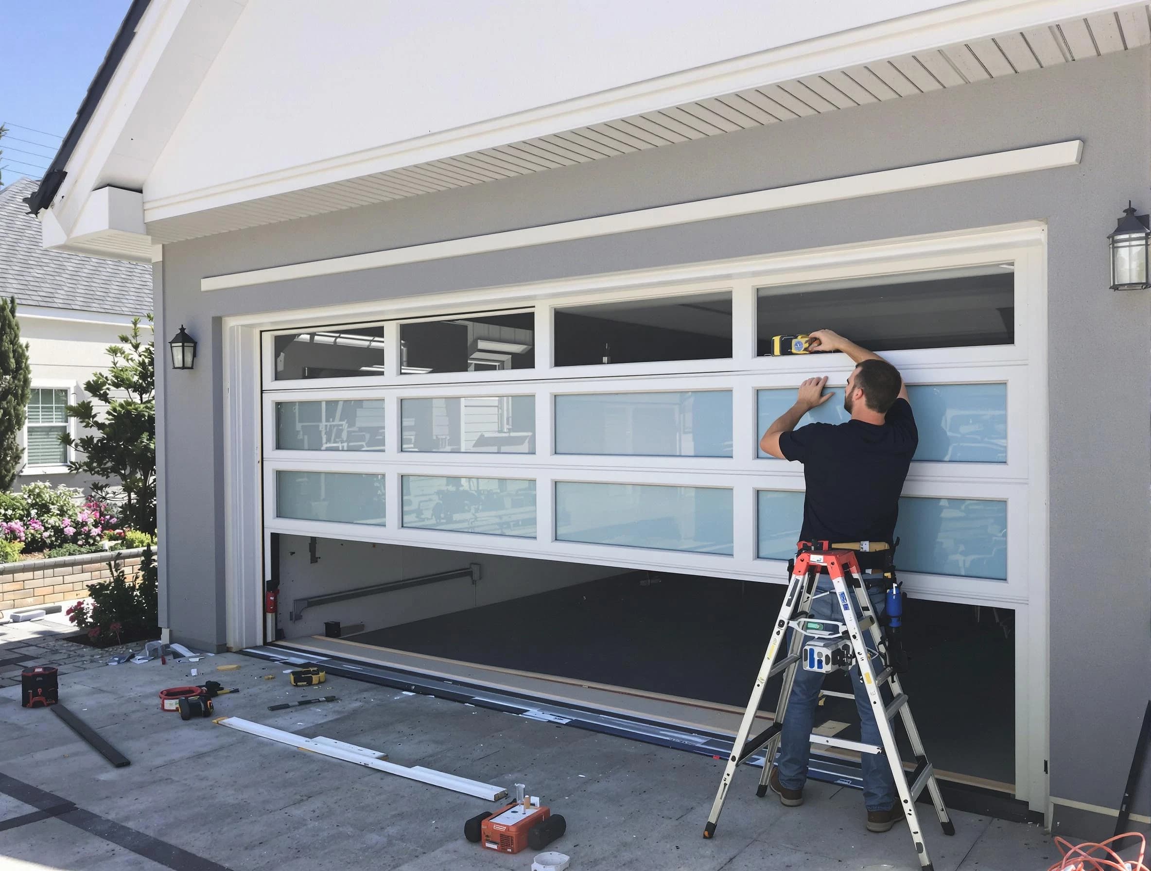 Dunwoody Garage Door Repair team performing garage door replacement in Dunwoody