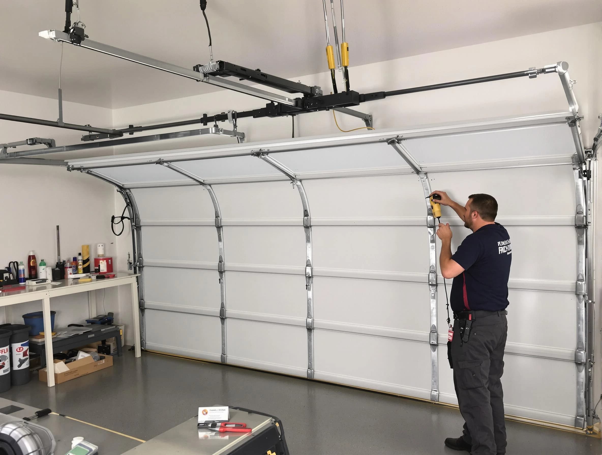 Dunwoody Garage Door Repair certified technician performing overhead door system repair in Dunwoody