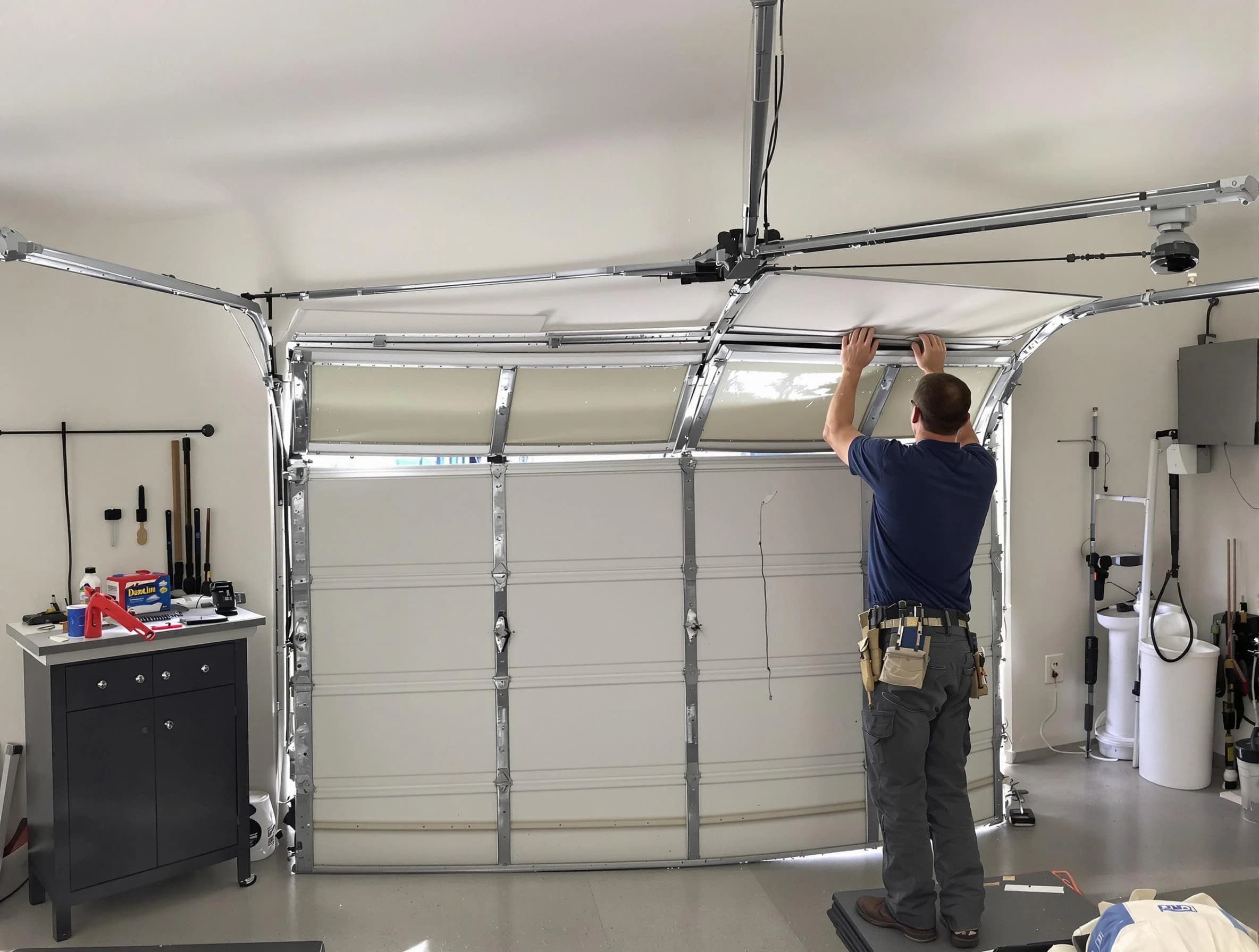 Dunwoody Garage Door Repair specialist performing precise section replacement on Dunwoody garage door