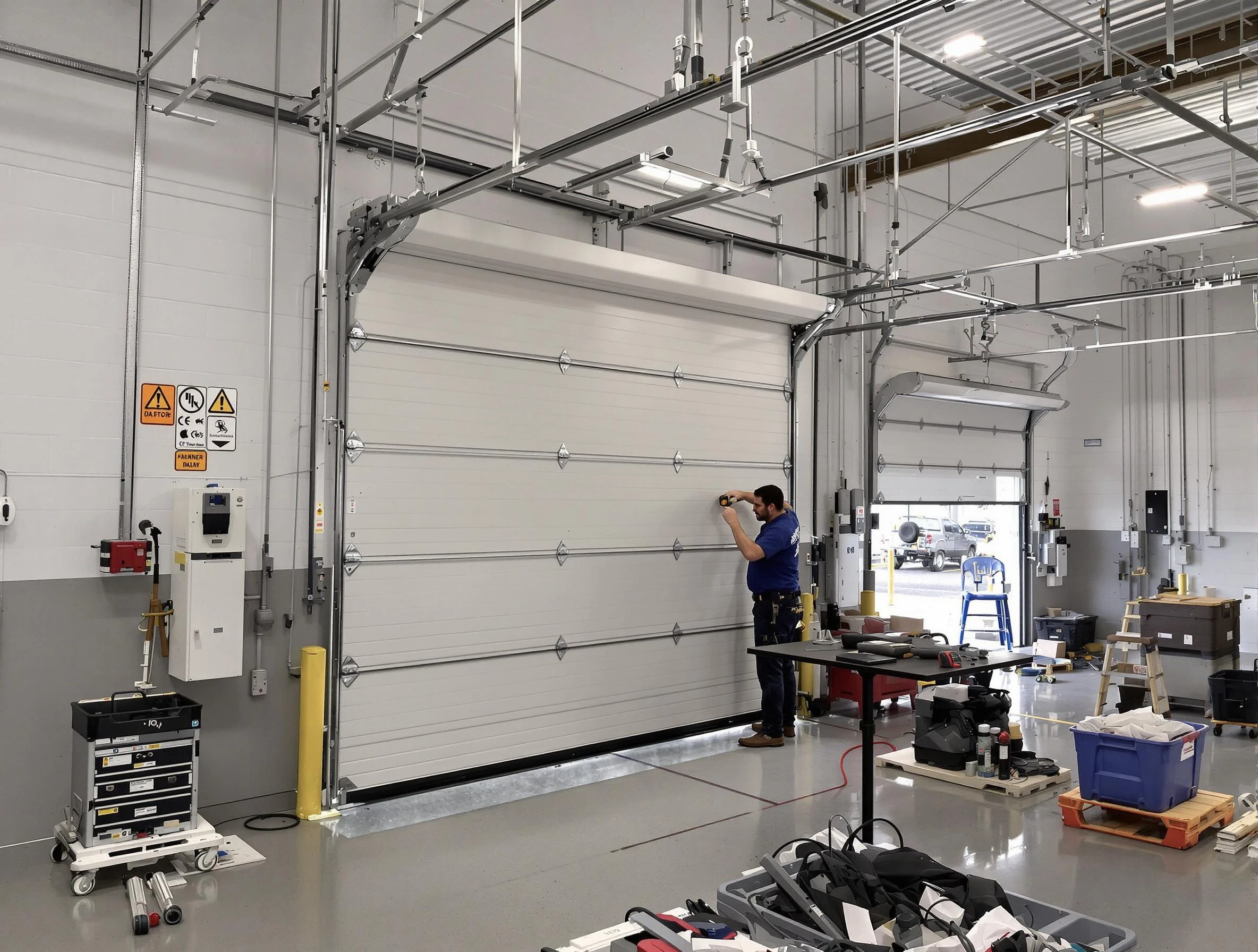 Commercial garage door repair being performed by Dunwoody Garage Door Repair expert in Dunwoody