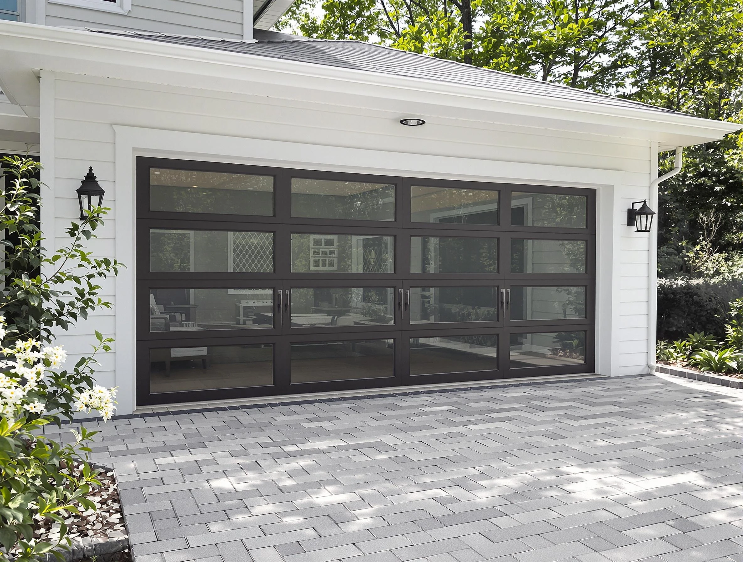 Dunwoody Garage Door Repair design specialist presenting custom garage door options to Dunwoody homeowner