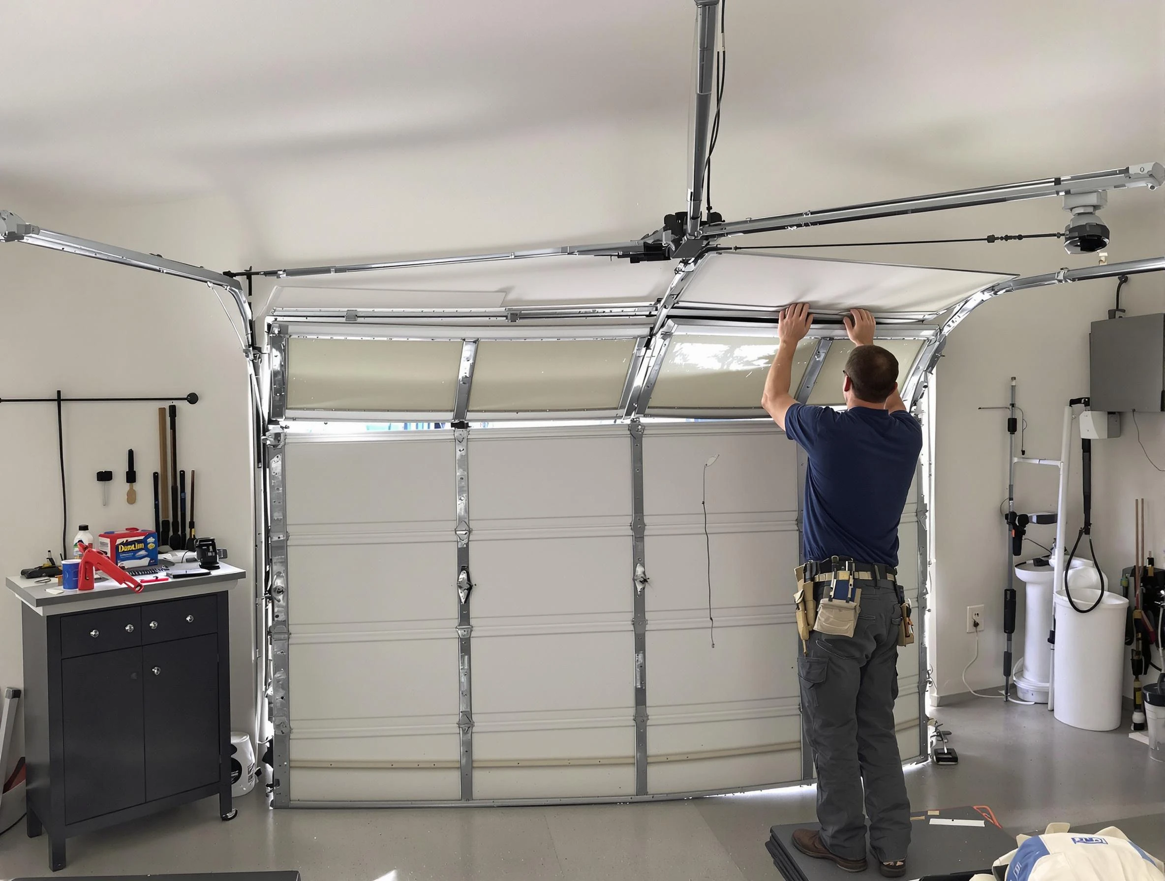 Dunwoody Garage Door Repair specialist performing precise section replacement on Dunwoody garage door